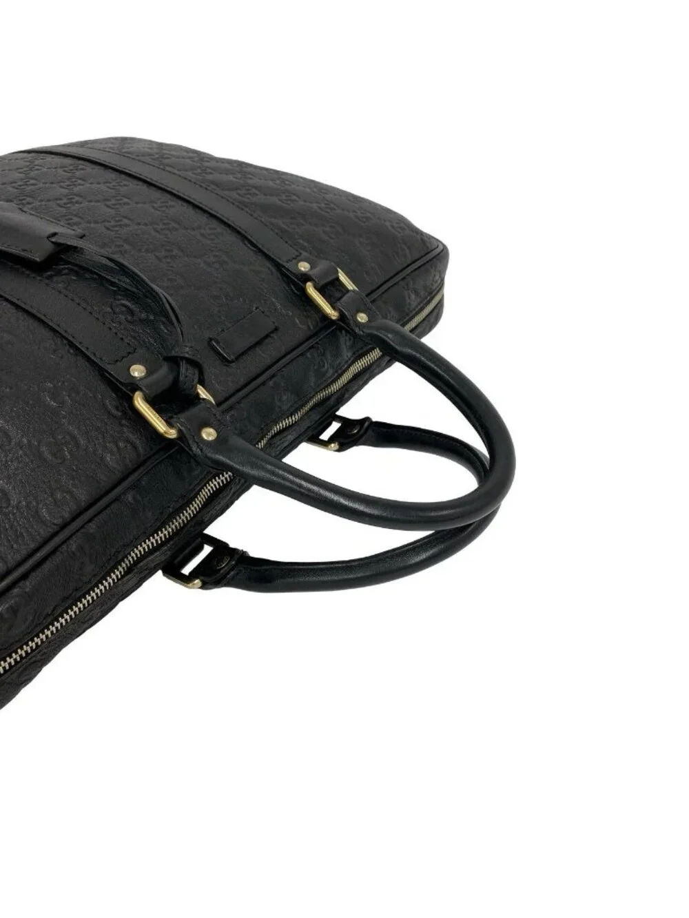 Gucci Guccissima GG Logo Pattern Leather Tote Bag Business Black